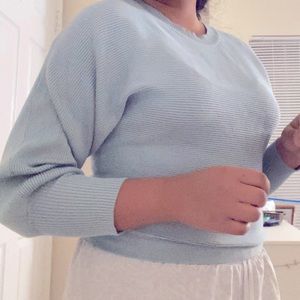 BABY BLUE RIBBED SWEATER SHIRT